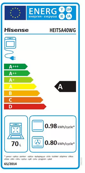 HISENSE | Cuisinière induction 4 foyers 70 L HEIT5A40WG – Image 9
