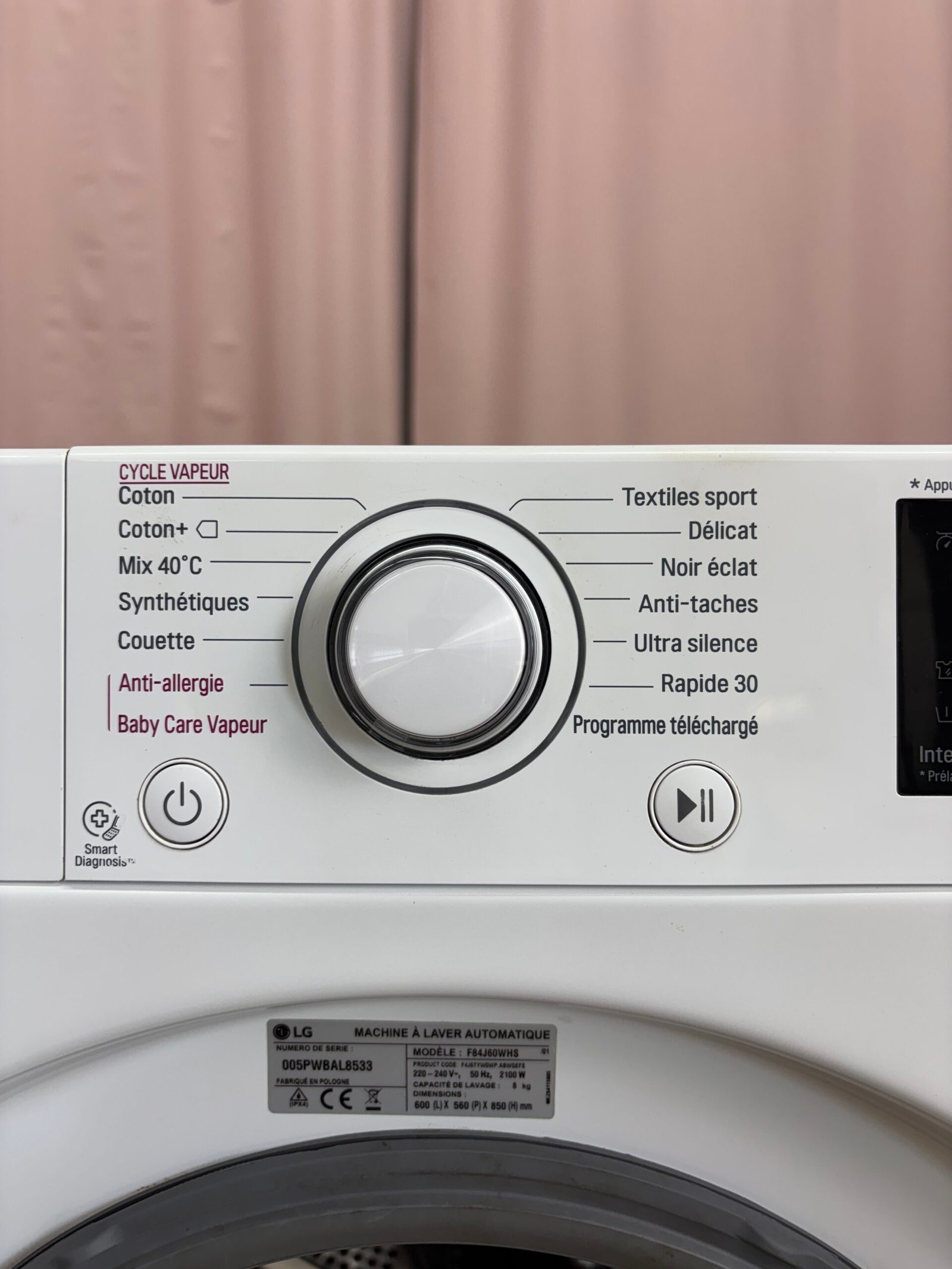 LG | Lave linge hublot (8 kg) F84J60WHS – Image 3