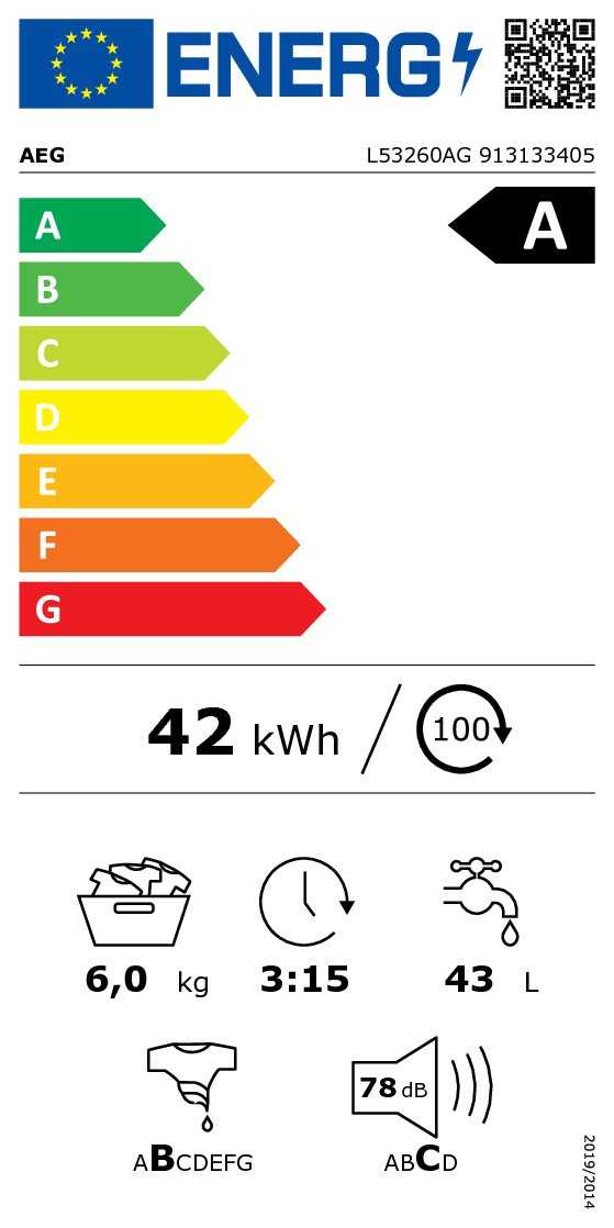 Étiquette énergétique AEG L53260AG