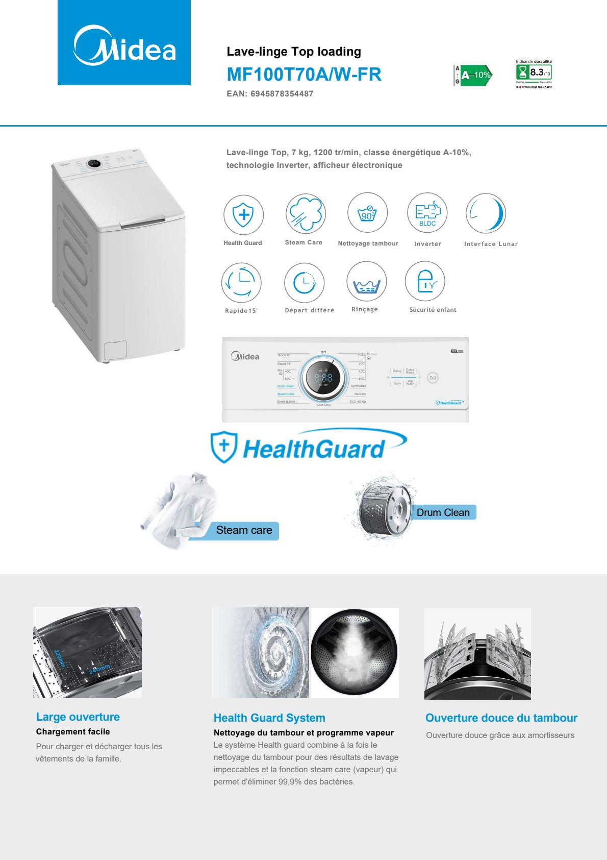 Fiche produit MIDEA MF100T70A