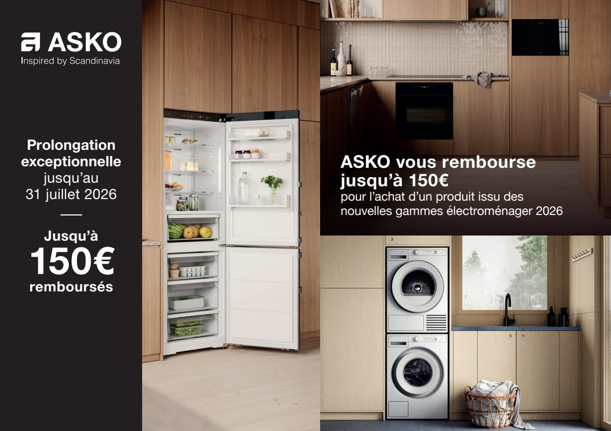 ASKO T711HUXLW offre de remboursement jusqu'à 150 € remboursés