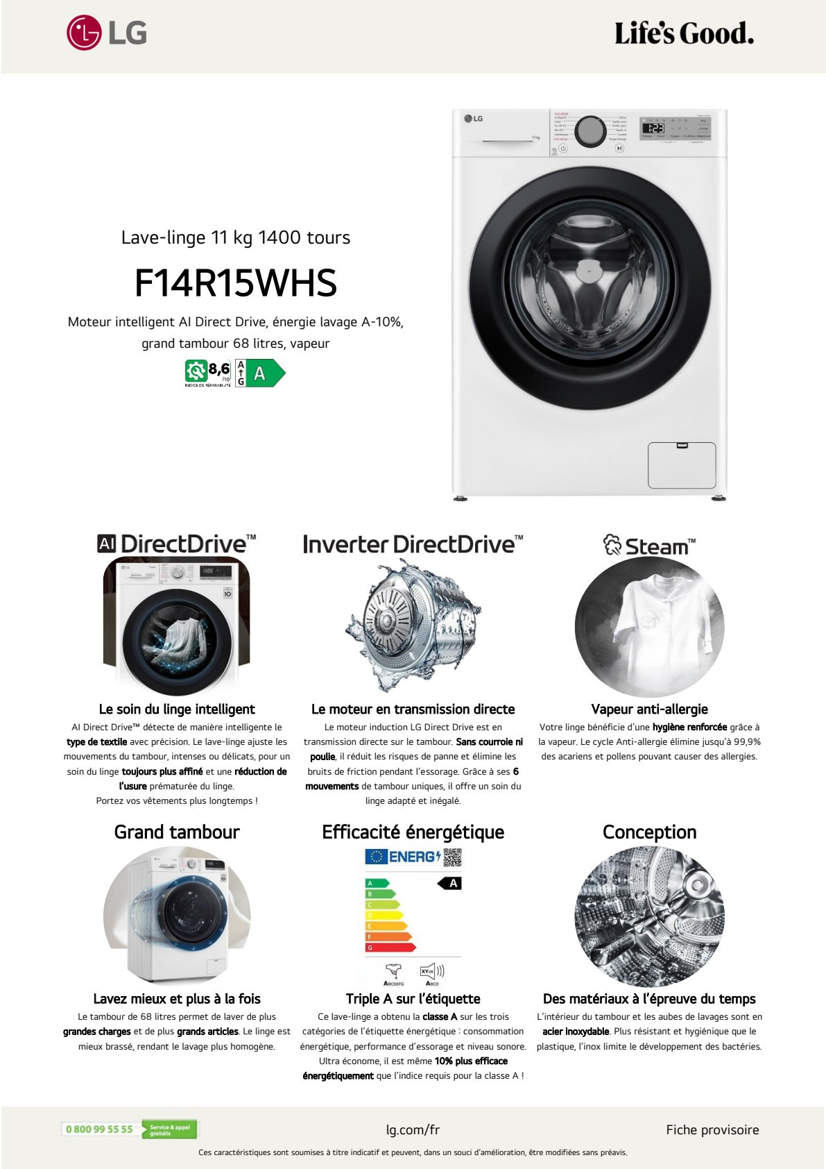 Fiche produit LG F14R15WHS