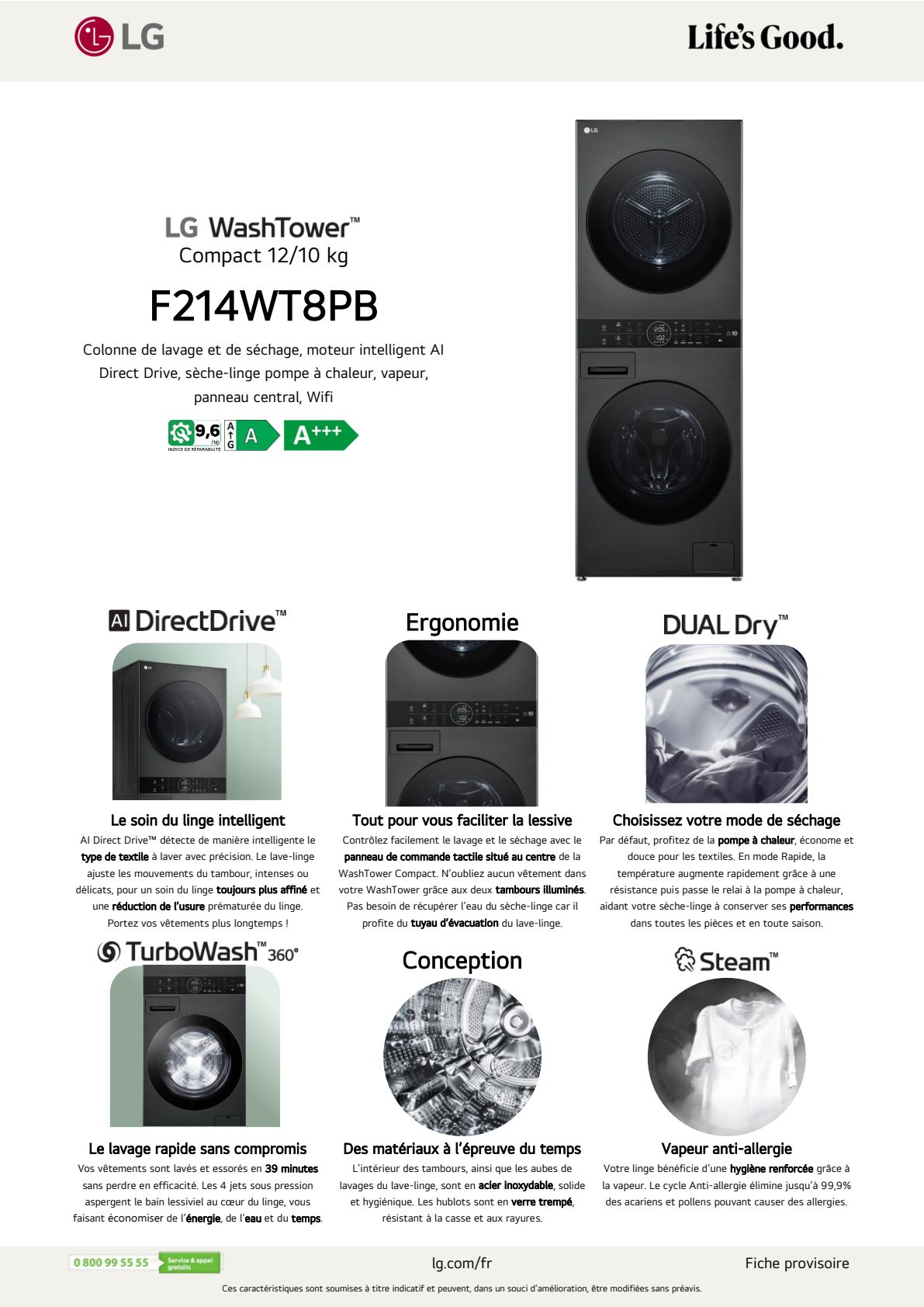 Fiche produit LG F214WT8PB