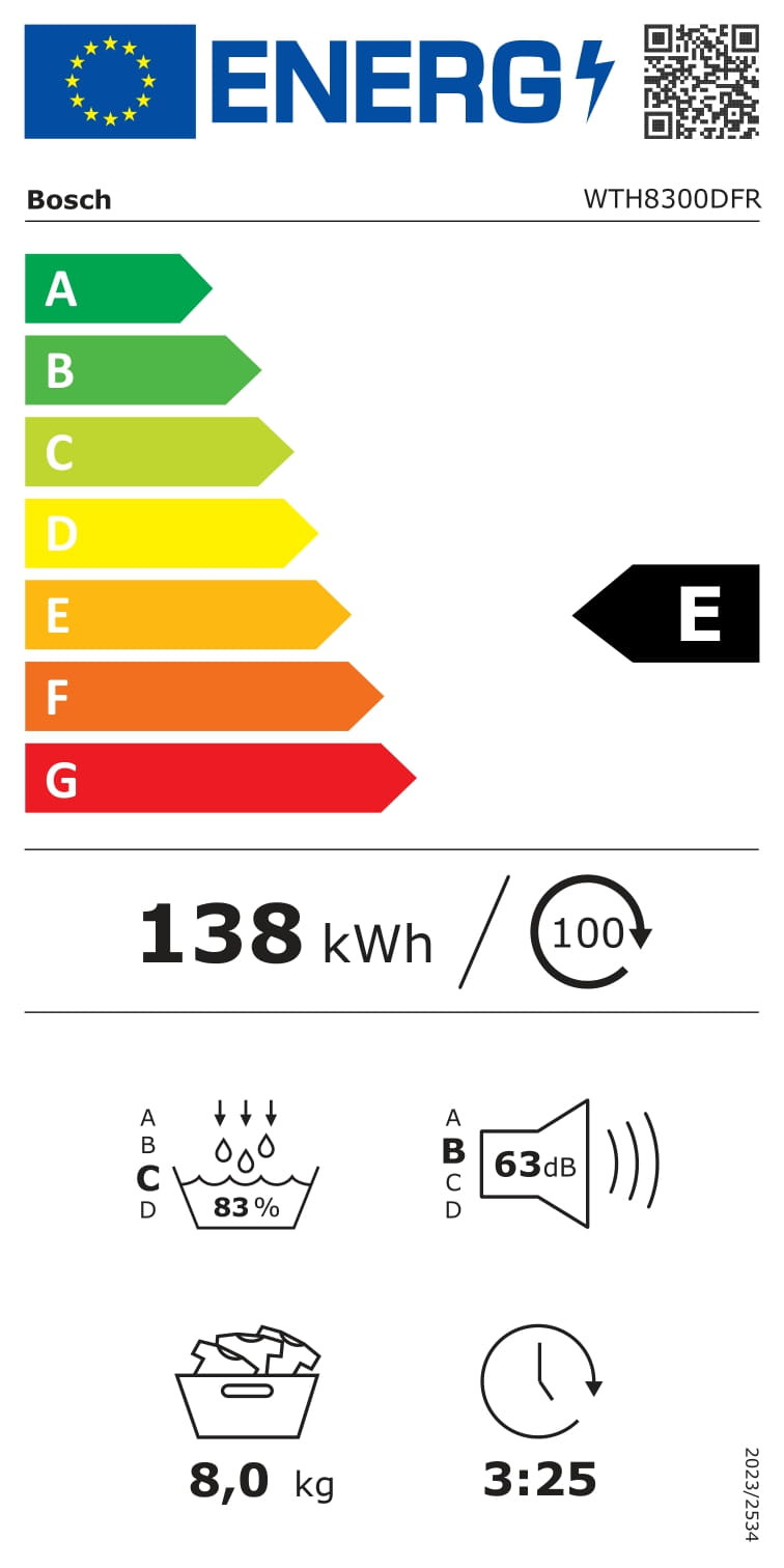 Étiquette énergétique BOSCH WTH8300DFR
