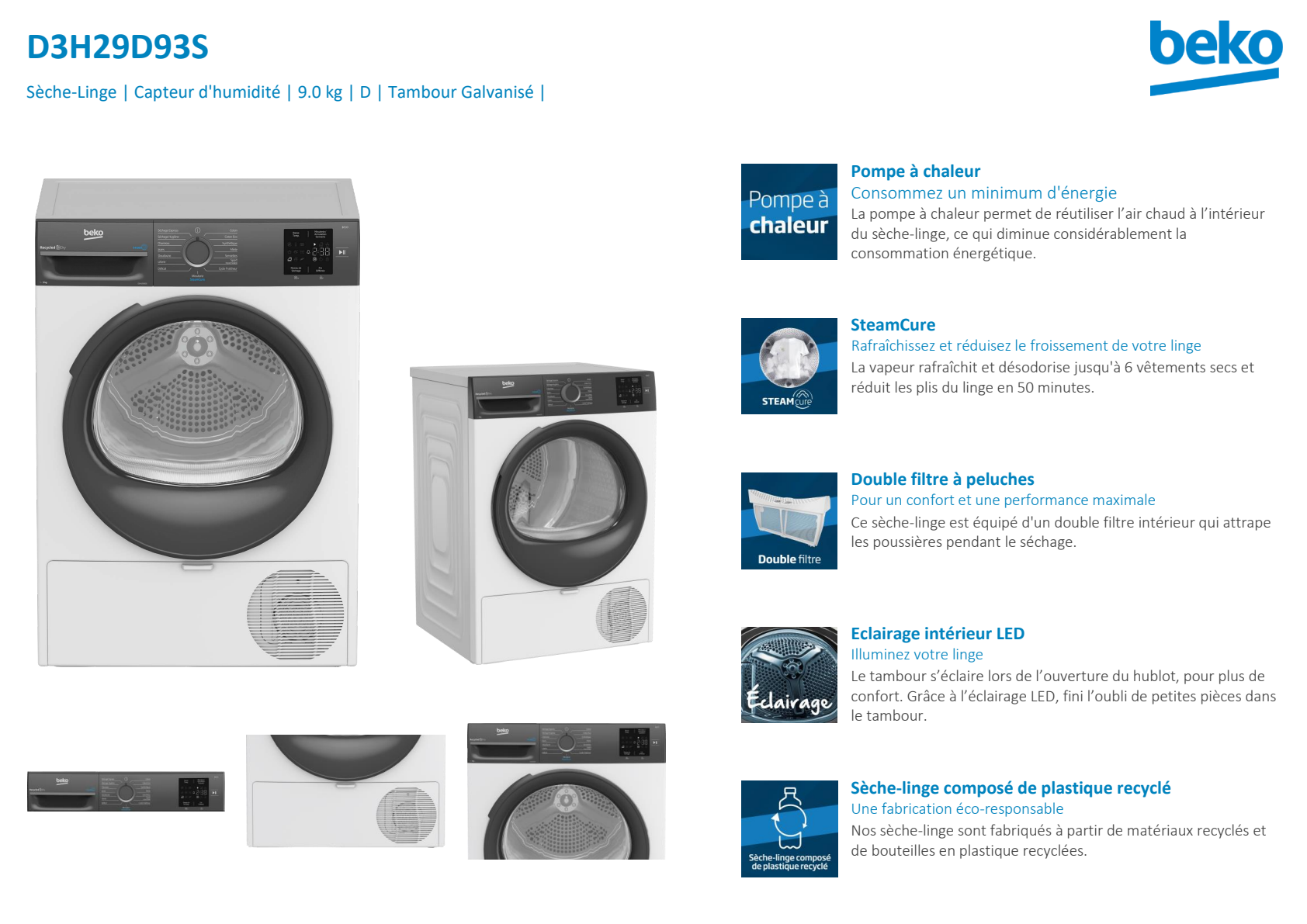 Fiche produit BEKO D3H29D93S