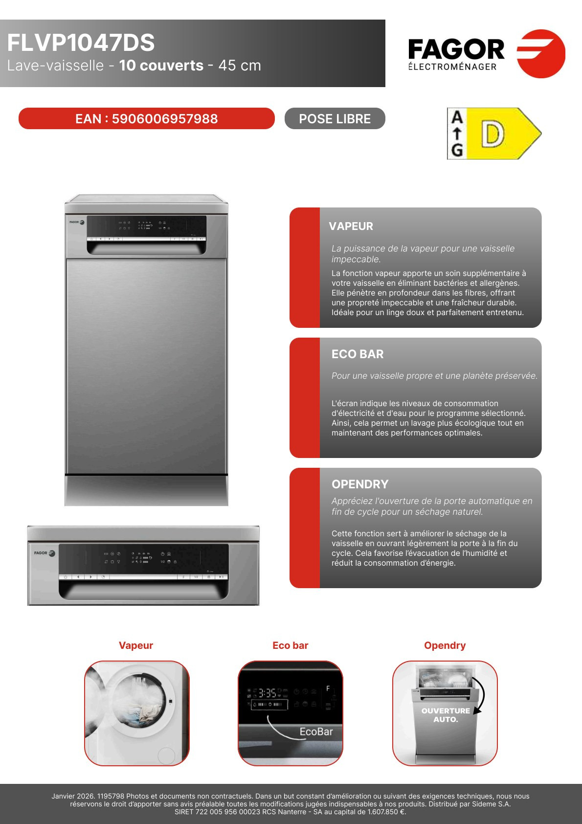 Fiche produit FAGOR FLVP1047DS