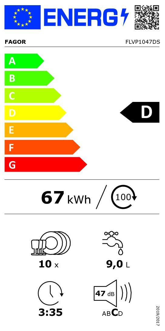 Étiquette énergétique FAGOR FLVP1047DS