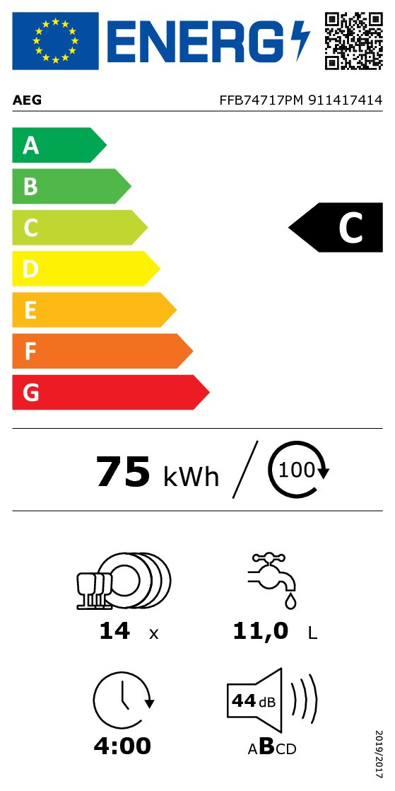 Étiquette énergétique AEG FFB74717PM