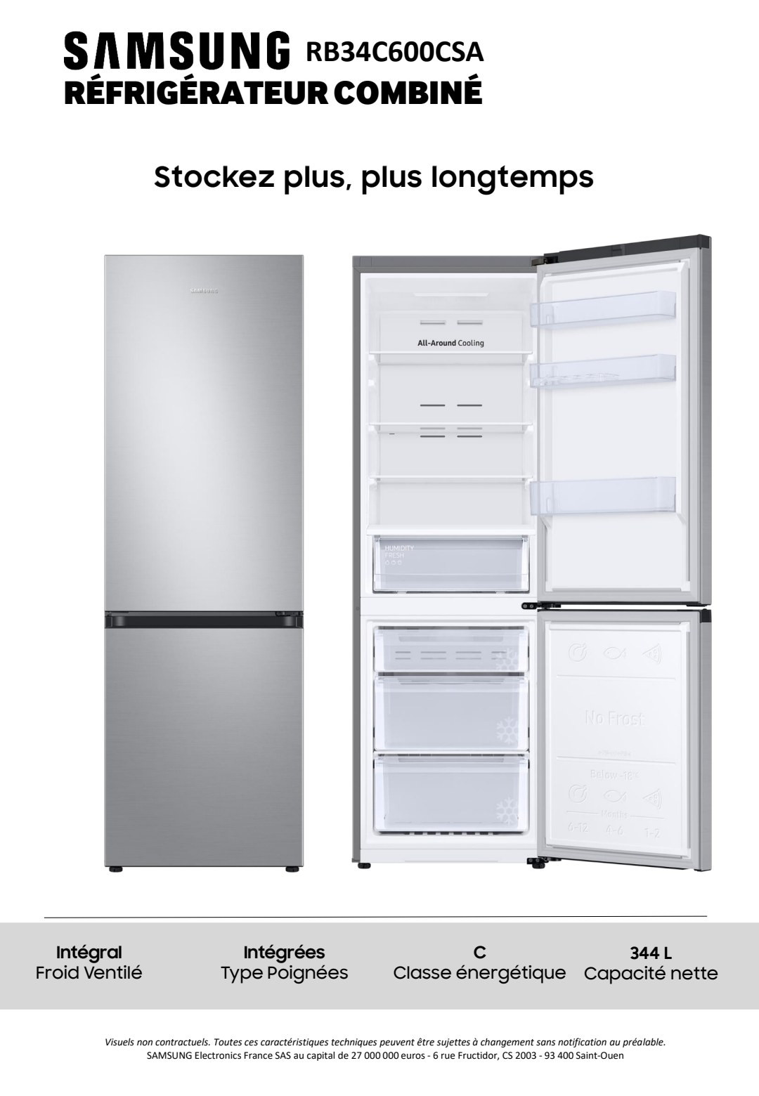 Fiche produit SAMSUNG RB34C600CSA