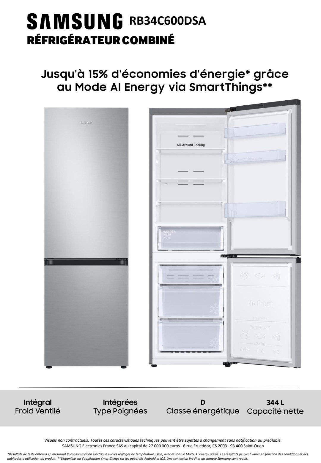 Fiche produit SAMSUNG RB34C600DSA