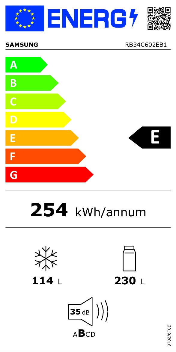 Étiquette énergétique SAMSUNG RB34C602EB1