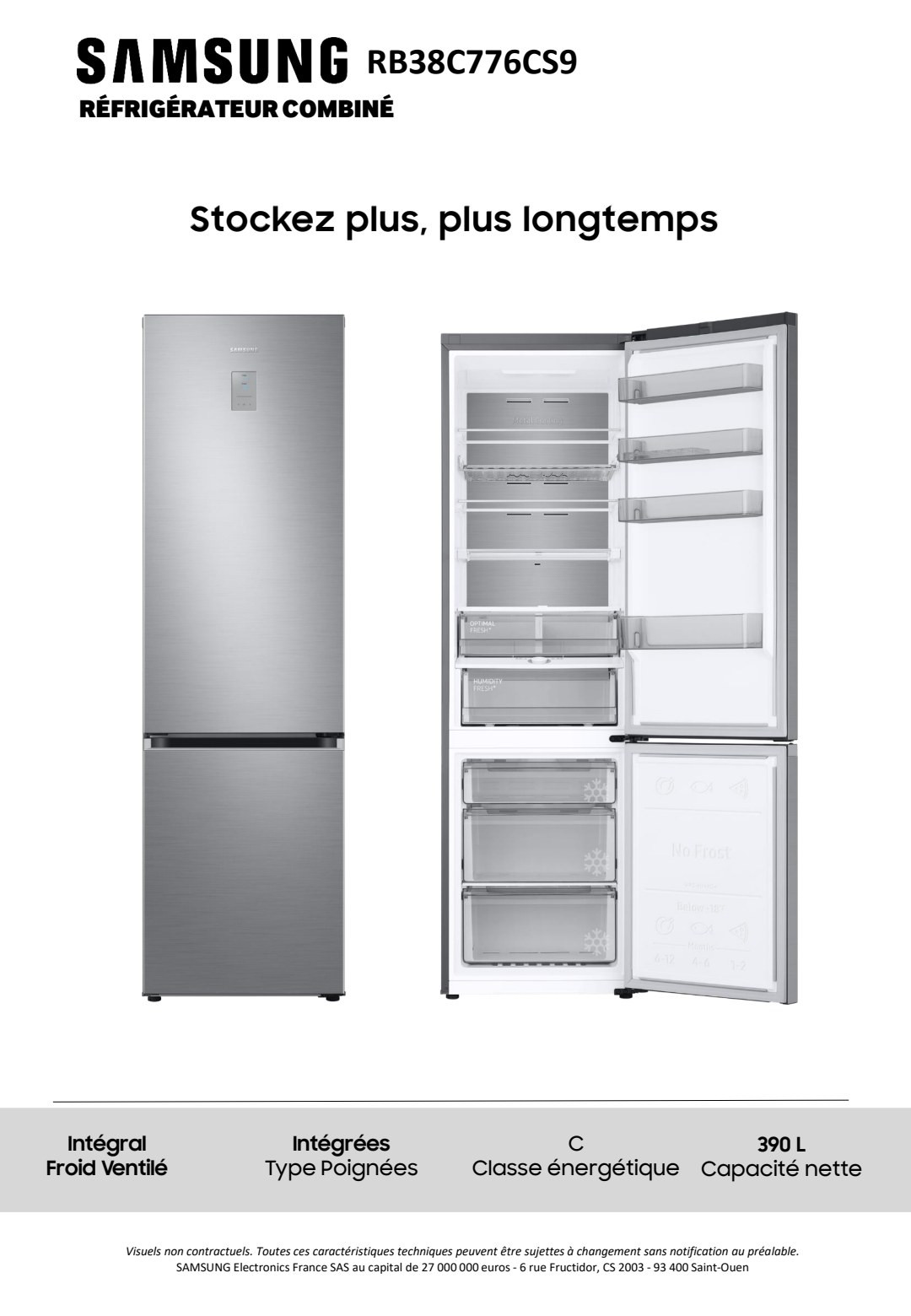 Fiche produit SAMSUNG RB38C776CS9