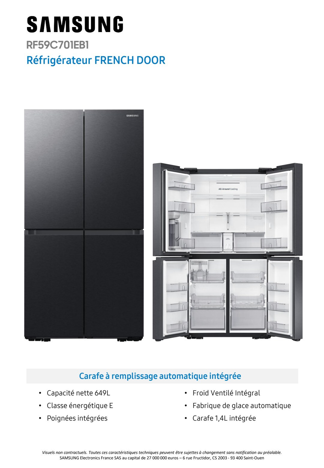 Fiche produit SAMSUNG RF59C701EB1