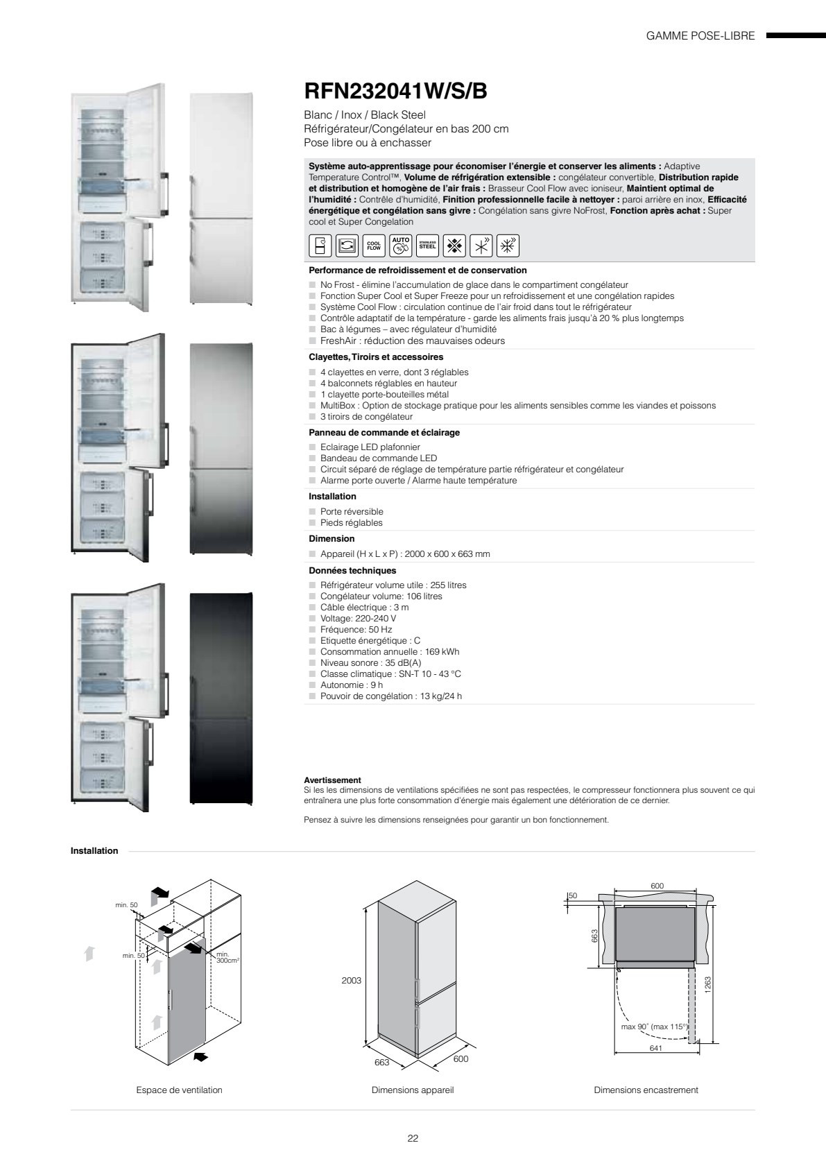 Fiche produit ASKO RFN232041B