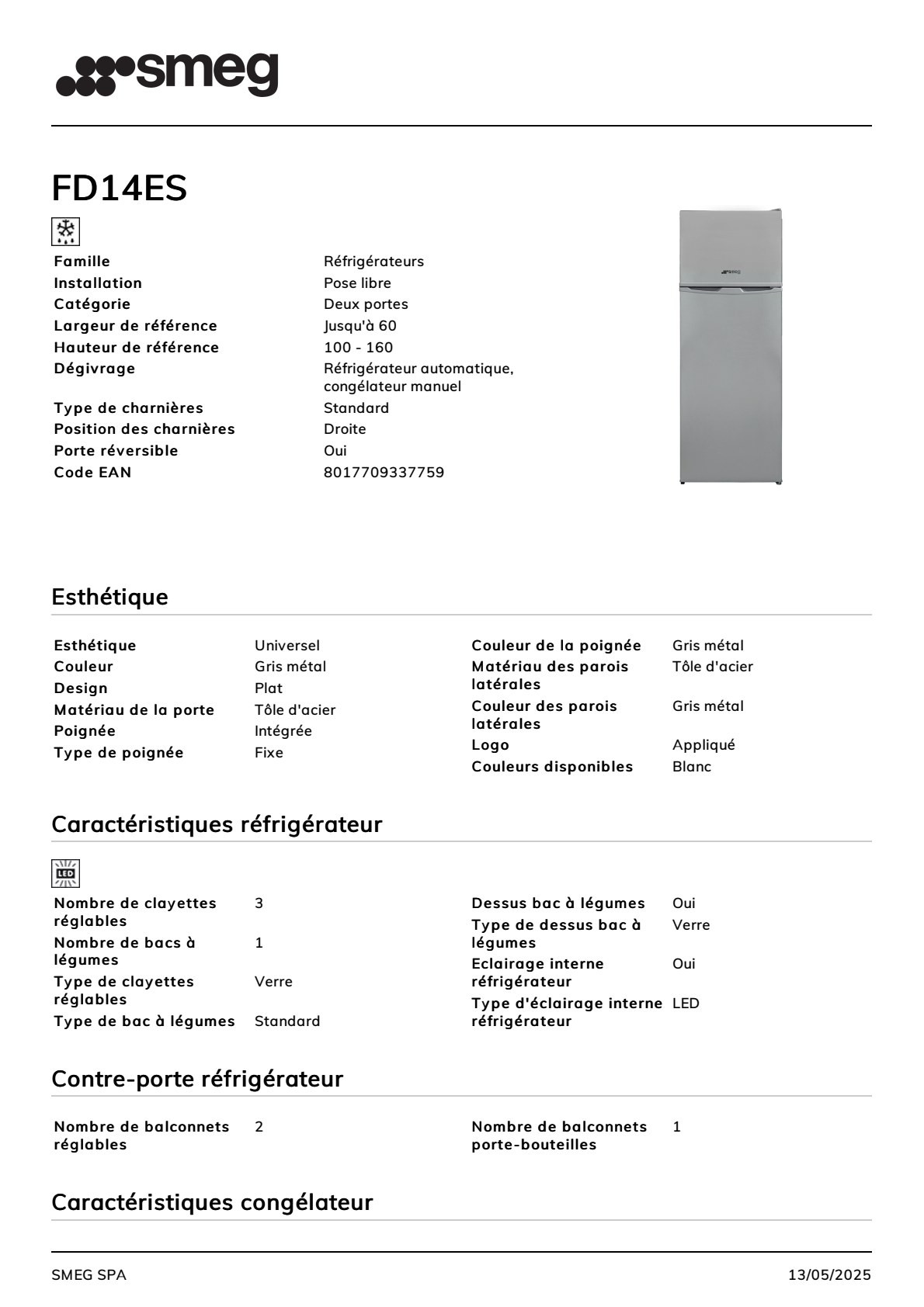 Fiche produit SMEG FD14ES