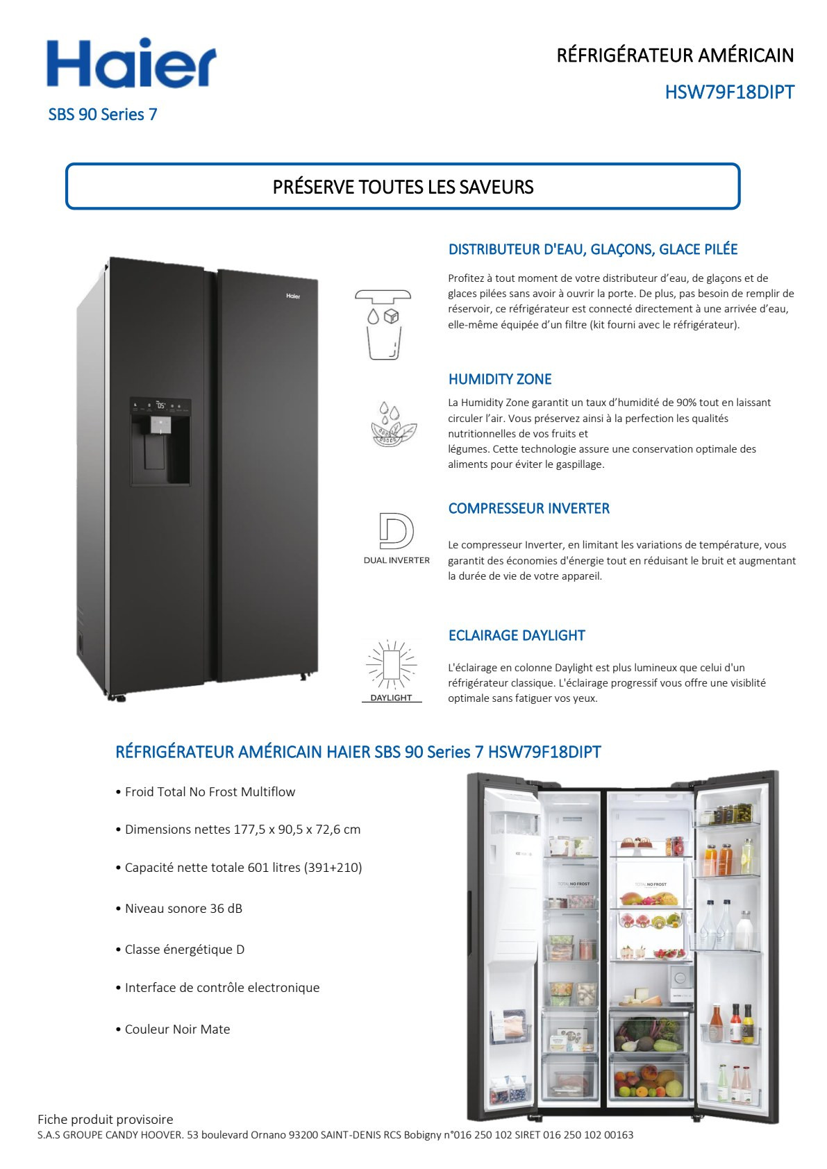 Fiche produit HAIER HSW79F18DIPT