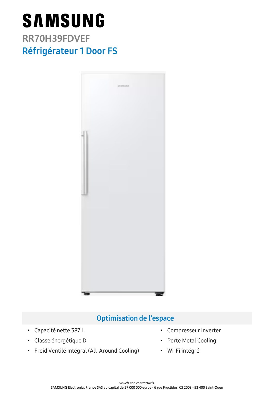 Fiche produit SAMSUNG RR70H39FDV