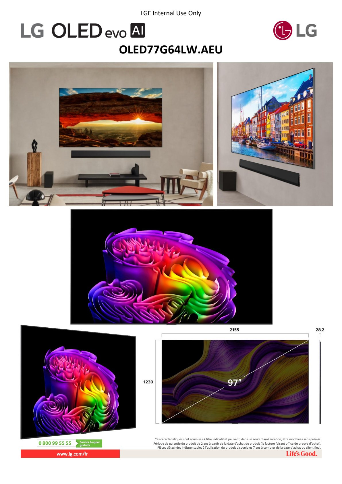 Fiche produit OLED77G64LW