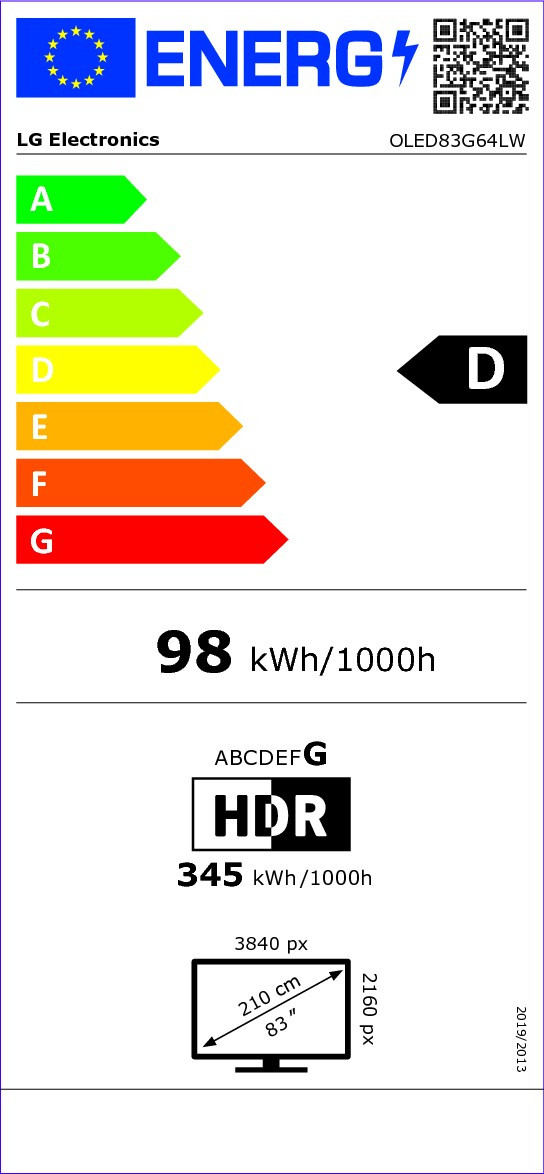 Étiquette énergétique OLED83G64LW