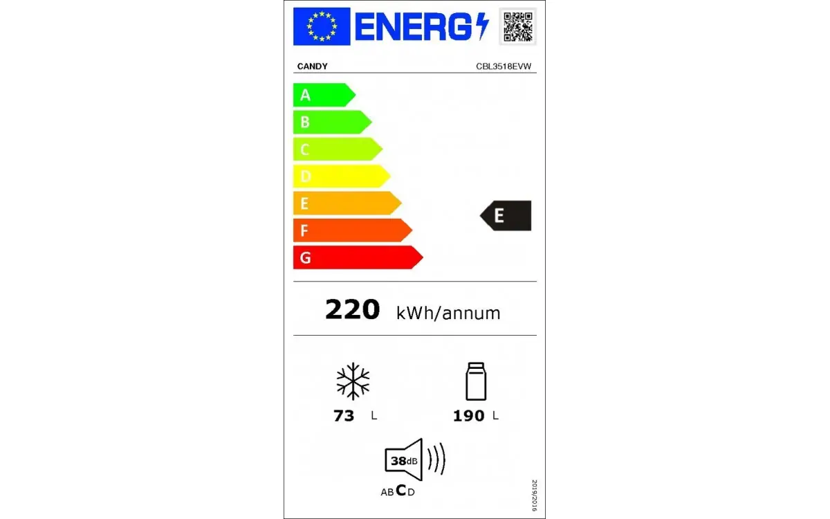 CANDY | Réfrigérateur encastrable 263 L CBL3518EVW – Image 6