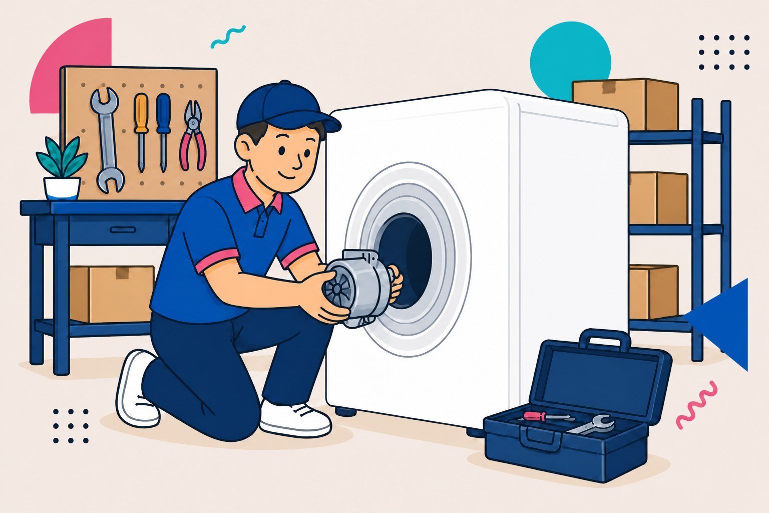 Reconditionnement d’un lave-linge à l’atelier