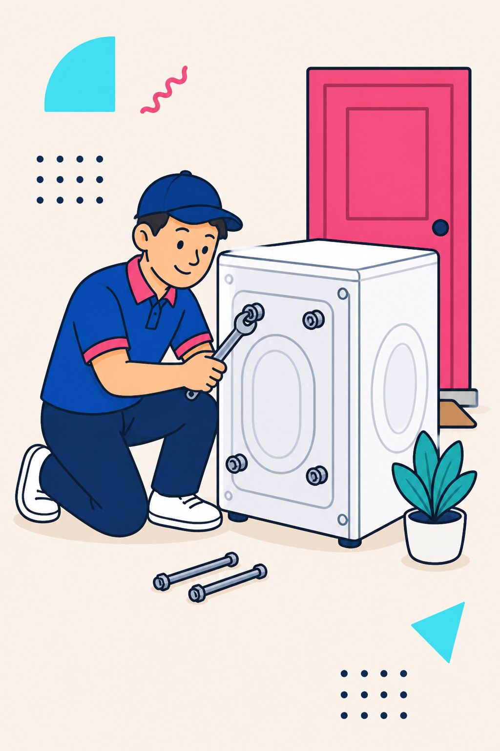Retrait des brides d’un lave-linge