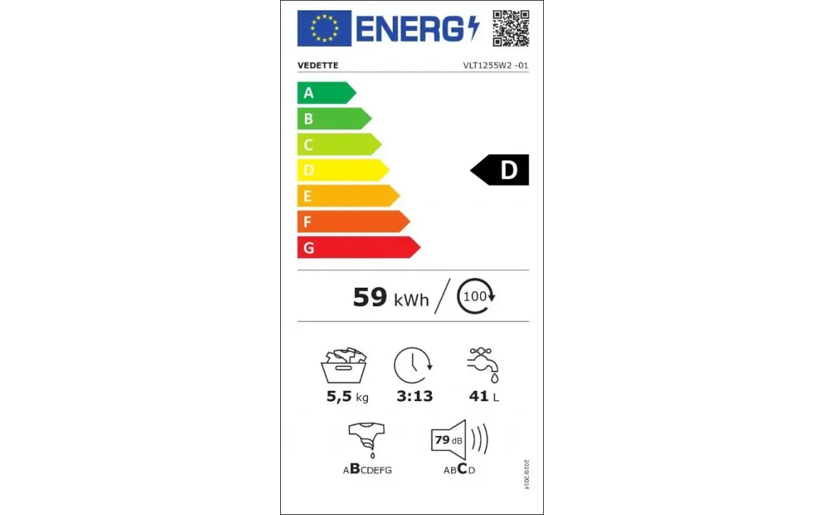 VEDETTE | Lave linge top 5,5 kg VLT1255W2 – Image 7