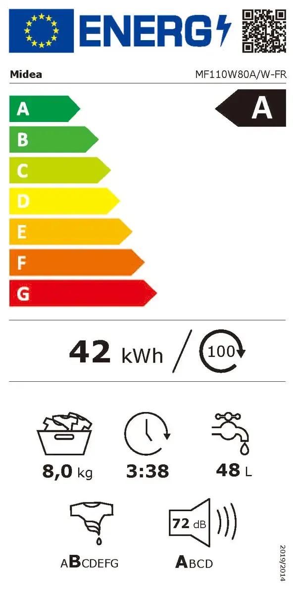 MIDEA | Lave linge hublot 8 kg MF110W80A/W-FR – Image 7