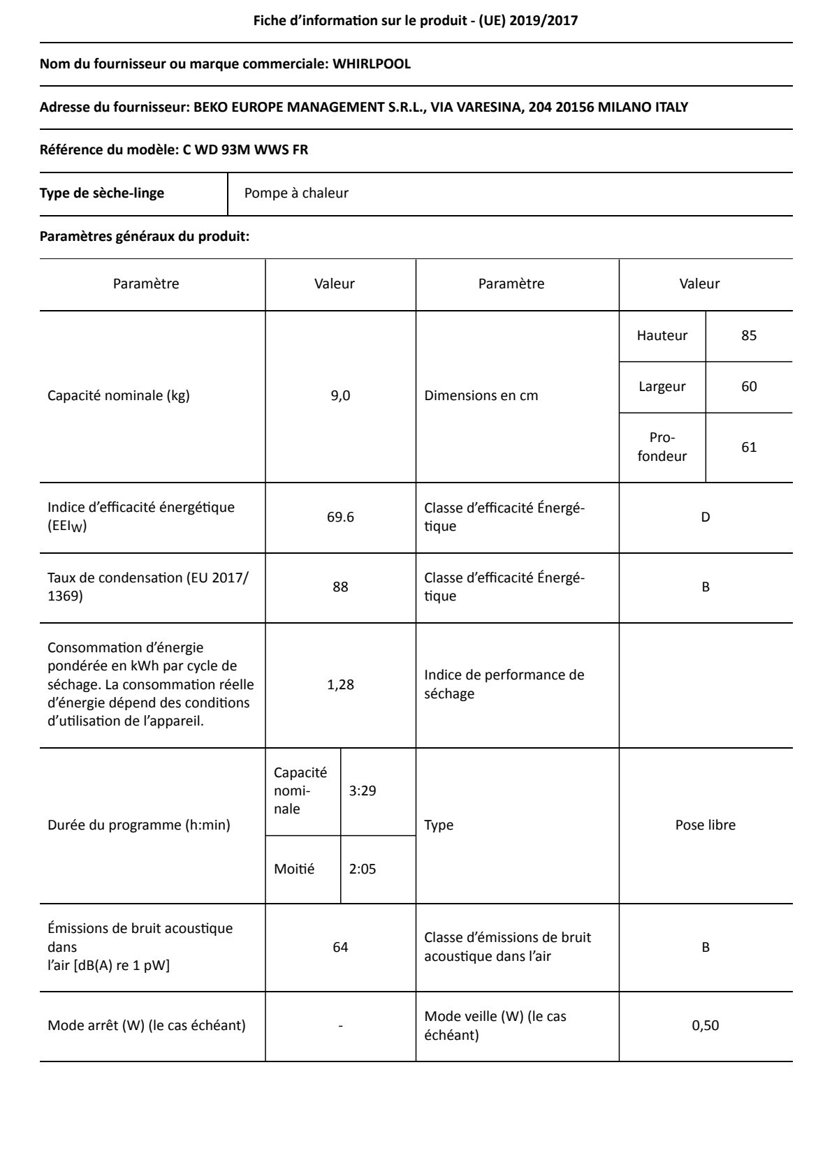 Fiche UE CWD93MWWSFR