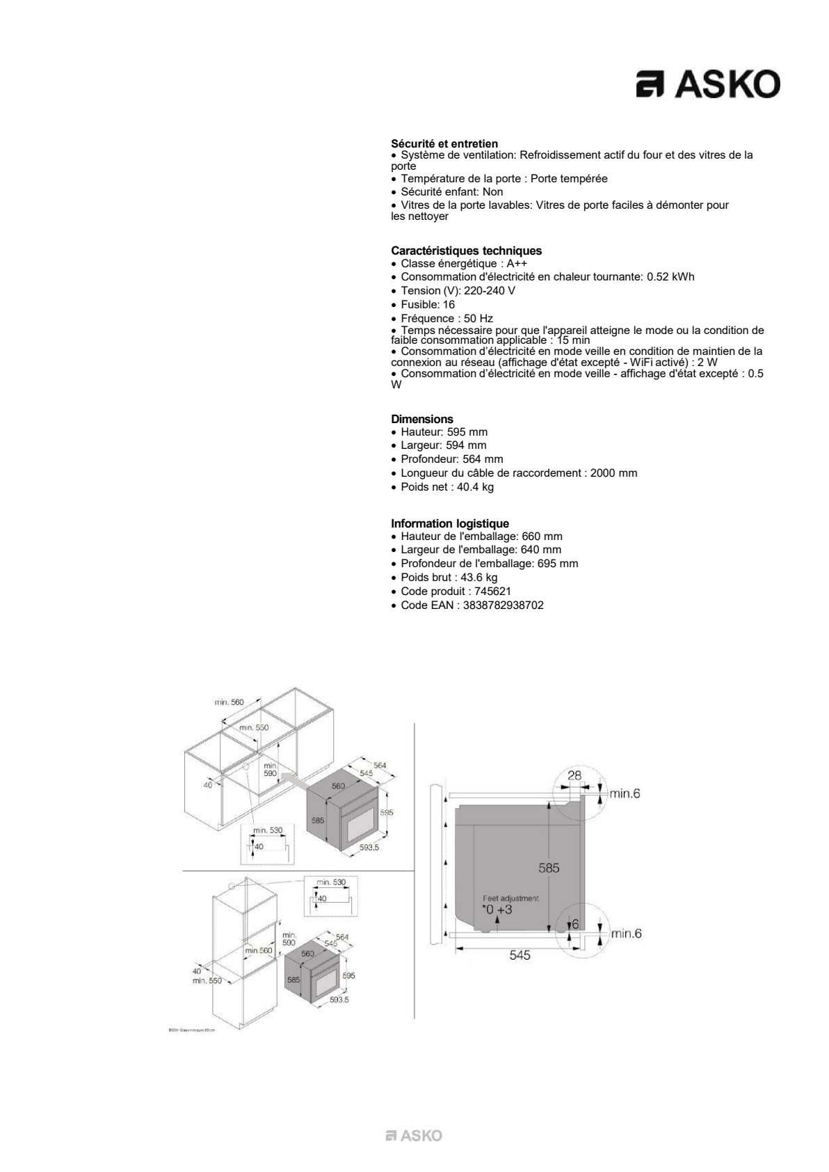 Fiche produit OCS26BGH