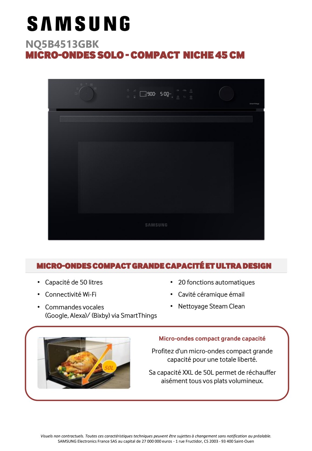 Samsung | Micro-ondes encastrable NQ5B4513GBK | Ta Bonne Pioche